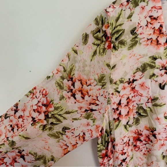 J. Jill Hydrangea Floral Print Flowy Button Up Belted Midi Dress Size Large - Picture 3 of 12